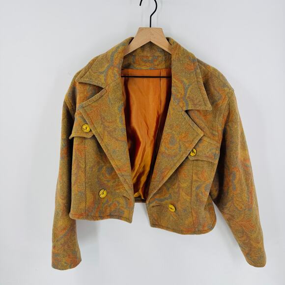 Vintage Made in Italy Wool Blend Cropped Jacket Size 42 Equestrian Style - Picture 8 of 9